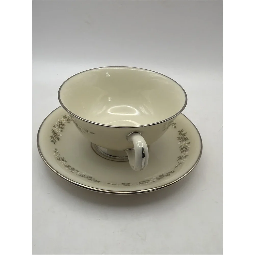 Lenox Platinum Brookdale Cup And Saucer Cream Floral Replacement